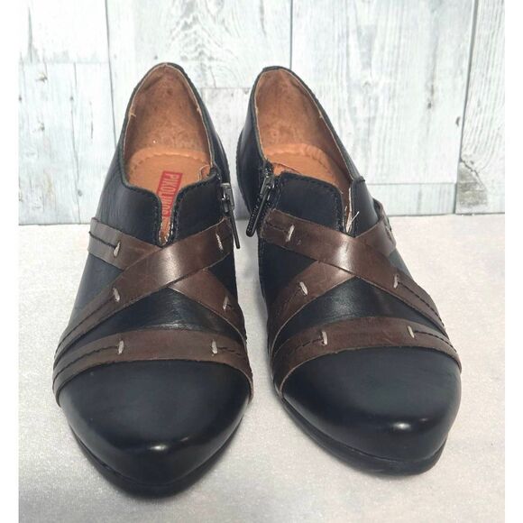 Pikolinos Lille Leather Heeled Pilgrim Bootues w Strap Details Sz. 37 / 6.5-7 - Picture 3 of 13